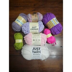 Mixed Yarn Lot Premier Just Chenille Lion Brand Re-Up Crafters Square 8pc Bundle